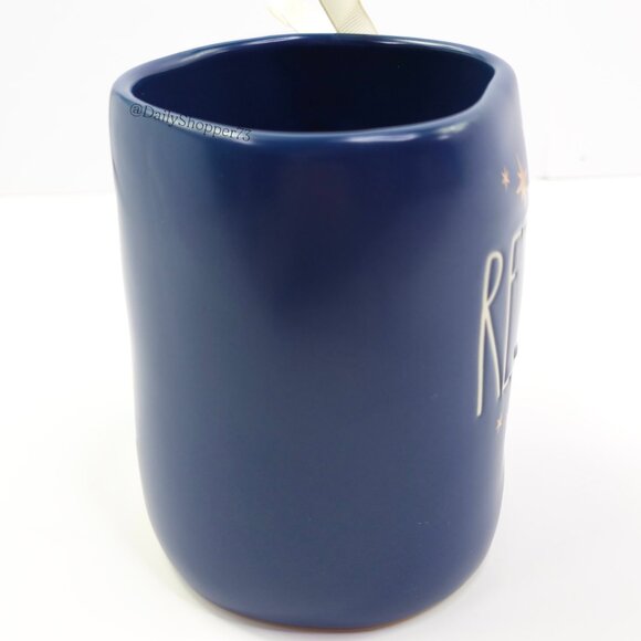 Rae Dunn "Rejoice" Festive Dark Blue Ceramic Coffee Mug - Picture 6 of 7
